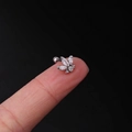 Delicate silver butterfly cartilage stud with sparkling marquise zirconia stones - Small Butterfly Style (319-3#S) / Silver