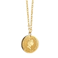 18K vergulde titanium stalen ketting met Elizabeth II munt hanger en verfijnde O-schakel - 20 mm ronde hanger (met ketting)