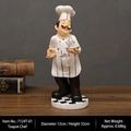 Statue de chef rétro en résine avec théière et base en damier pour décor de cuisine - Chef Théière