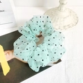 Elastico per capelli oversize in organza verde menta a pois stile retrò francese - Verde