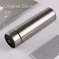 Smart LED temperature display thermos in brushed natural steel finish with digital sensor - 16oz / Matte Steel Color / Smart Temp Display