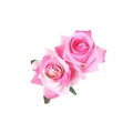 Détail de roses roses artificielles en velours avec feuilles vertes sur barrette - Rose