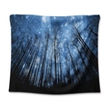 Starry night sky and black forest silhouette wall tapestry home decor in deep blue - Starry Night Forest Silhouette / 73X95CM (Cross-border Brushed)