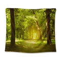 Scenic forest tapestry featuring sunlight through green trees on white background - Sunny Forest Path / 73X95CM (Cross-border Brushed)