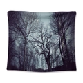 Deep blue forest tapestry wall hanging with dark gothic winter trees for home decor - Dark Winter Forest / 73X95CM (Cross-border Brushed)