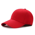 Classic red cotton twill baseball cap featuring a curved brim and 6-panel structure - Adult Adjustable / Red
