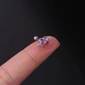 Arrow heart stud earring with pink zircon and blue crystals on stainless steel bar - 2# Arrow Through Heart (Silver)