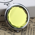 Portable silver metal folding makeup mirror with faceted yellow crystal decoration - Crystal Yellow