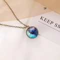 Vintage bronze nebula necklace with blue starry galaxy glass pendant for women - Galaxy Starry Sky Style (2#)