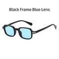 Vintage square sunglasses with a classic black frame and translucent blue lenses - Black Frame Blue Lens