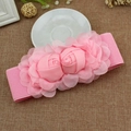 Klassischer rosa elastischer Hüftgürtel für Damen mit zwei eleganten Chiffon-Rosen - 65cm / Rosa