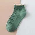 Fantasmini verdi in cotone con bordo in pizzo bianco e trama a coste in stile rétro - Taglia unica / Verde