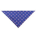Detail view of triangular pet bandana with red, white and blue American flag paw prints - Footprint