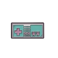 Macro shot of a retro game controller enamel pin with heart buttons and pastel colors - Retro Game Controller (XZ2117)