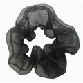 Cute black organza scrunchie with fluffy mesh texture for women's hair styling - Black