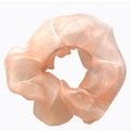 Chic peach orange organza scrunchie with soft fluffy texture for women's hair styling - Peach Orange