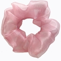 Charming pink organza scrunchie with a pleated design for women's hairstyles - Dusky Pink