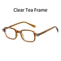 Retro square TR90 glasses frames in transparent tea color with spring hinges - Transparent Tea