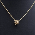 Exquisite gold crown necklace with micro-set zircons on a delicate box chain pendant - White Zirconia / Small Crown / Gold