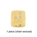 Detail of gold cube charm featuring crystal-encrusted letter J and polished metal finish - Gold Letter J Pendant Bead