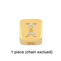 Detail of gold cube charm with crystal rhinestone letter X inlay for DIY bracelets - Gold Letter X Pendant Bead