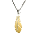 Polished silver and gold stainless steel angel feather pendant necklace for couples - Plain / Gold