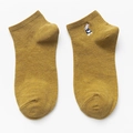 Süße gelbe Baumwoll-Stiefeletten für Damen mit minimalistischem Kaninchen-Stickerei-Detail - Einheitsgröße / Kurkumagelb-Hase