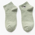 Hellgrüne Kurzsocken aus Baumwolle mit süßer Hundestickerei am Bündchen für Damen - Einheitsgröße / Hellgrün-Hund
