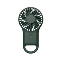 Macro detail of dark green handheld mini fan with built-in hook for outdoor portable use - Army Green