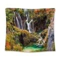Square cushion cover with autumn waterfall digital print and vibrant fall leaves - Autumn Forest (GT110044) / 73X95CM/Brushed Fabric