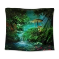 Bohemian tapestry featuring a dreamy forest with waterfall and koi fish patterns - Fantasy Mushroom Forest (GT110053) / 73X95CM/Brushed Fabric