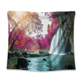 Bohemian tapestry featuring a vibrant pink forest landscape with a flowing waterfall - Pink Forest Stream (GT110052) / 73X95CM/Brushed Fabric