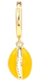 Golden drop earrings with yellow oval pendant and shell-like texture for marine style - Yellow - Smooth Hoop