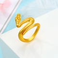 Vintage matte gold cobra snake open ring with adjustable band for men and women - Matte Gold