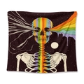 Arazzo bohémien con teschio e raggi arcobaleno su uno sfondo di cielo notturno stellato - GT111041 (Scheletro Luce Arcobaleno) / 100*150CM (Tessuto Spazzolato)