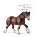 Brown Clydesdale stallion toy model figure with white feathering and 14x10cm dimensions - Clydesdale Horse (PL127-915)