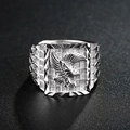 Anillo de hombre plateado con relieve de águila, alas grabadas y patrones geométricos - US 9 / AJZ114 Plata