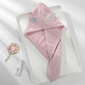 Asciugamano per capelli a forma di gatto rosa in microfibra con orecchie 3D assorbente - Cappello Triangolare Tridimensionale Rosa / Cappello Tricorno Ricamato 65*25cm