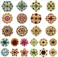 KZ001+KZ002--24Pcs Set Gold Colorful Rhinestone