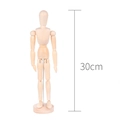 Adjustable 30cm wooden mannequin figure with flexible joints and round base stand - 12 Inch Wooden Mannequin (30cm)