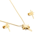 Set collana e orecchini a stella dorata con cristalli scintillanti su sfondo bianco - Oro (KS128357-KFC)
