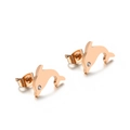 Pendientes de delfín en oro rosa con pequeños acentos de circonita para mujer - Forma de Delfín (KE89952-K) / Oro rosa