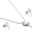 Set gioielli in acciaio inossidabile con stella a otto punte, collana e orecchini a perno - Color Acciaio (KS128356-KFC)