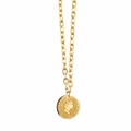 Gepolijste 18K vergulde titaniumstalen muntketting met Elizabeth II portrethanger - 12 mm ronde hanger (met ketting)