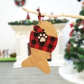 Fish-shaped burlap Christmas stocking with red buffalo plaid and black paw pendant - Fish Shape Burlap