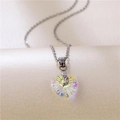 Sparkling crystal heart pendant necklace with iridescent AB coating on a silver steel chain - Heart of the Ocean (AB Color)
