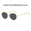 Lunettes de soleil rondes rétro avec monture dorée et verres gris noir pour adultes - Monture Or Noir Gris