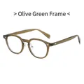 Retro TR90 olive green spectacle frames for men and women with metal hinges - Olive Green Frame