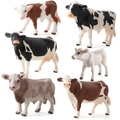 Set of 6 realistic cow animal models including dairy and beef cattle for educational play - Set of Six Cow Models