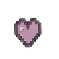 Vue macro d'un pin's en émail cœur de style pixel violet avec finition lisse - Cœur Pixel Violet